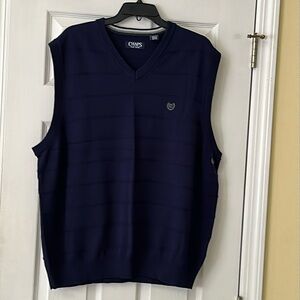 NWOT Chaps Men's  Sweater Vest Classic Fit Blue  V-Neck, Ribbed pattern Size 2XL